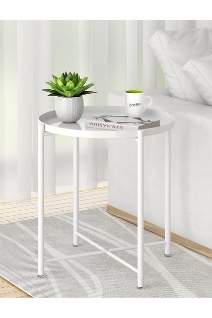 Round Steel Table White 45x53x45cm