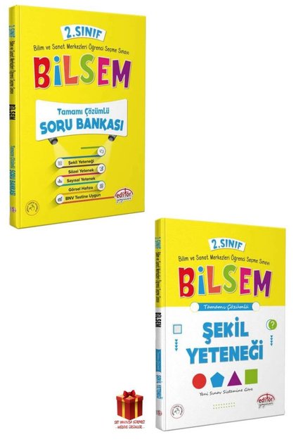 Editör Yayınları 2. Sınıf Bilsem Soru Bankası+2. Sınıf Bilsem Şekil Yeteneği+Hediye