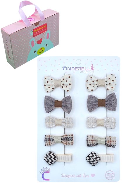 10-Piece Bag Boxed Gift Baby Girl Ribbon Bow Hairpin Set Soft - Non-Hurtful Children's Hair Clips