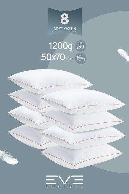 8 Pieces Yellow Dream Series Zippered Antiallergic Silicone Fiber Filled Pillow 50X70Cm 1200Gr