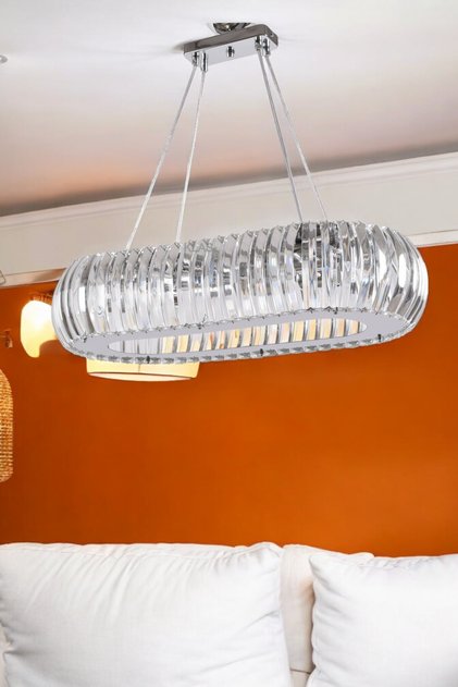 TRUVA OVAL GOLD,KROM KRİSTAL PASLANMAZ AVİZE