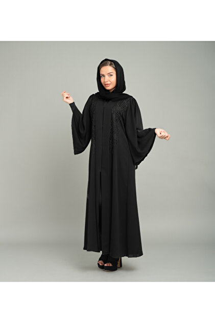 عباية إماراتية مطرزة من رويال - AIK5088 - أسود