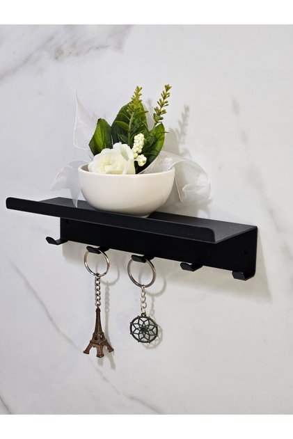 DÜBEL VE VİDALI -- DUVAR MONTAJLI Metal Raflı Anahtarlık Çok Amaçlı Minimalist ve Dekoratif Askı Mutfak Banyo Askısı BOYUT: 9*8,5*15,5 CM