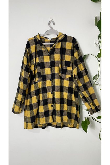 Plus Size Oversized Hooded Lumberjack Shirt Colored