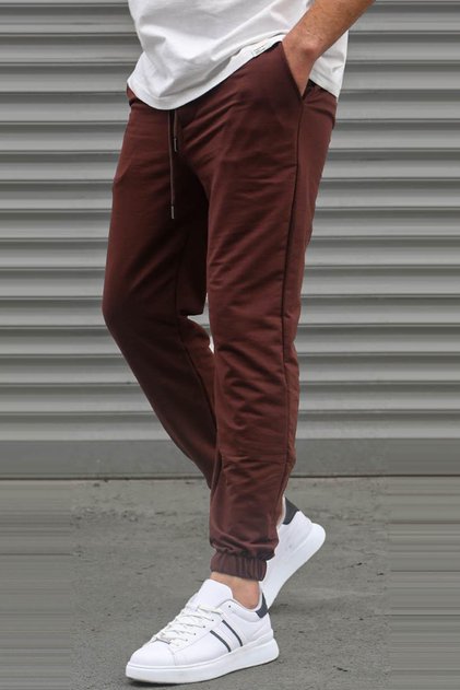 Brauner Basic-Herren-Trainingsanzug mit elastischen Beinen 5494