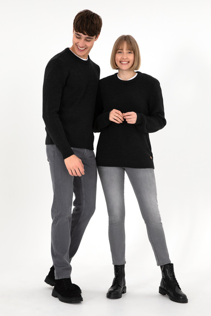 Erkek Regular Fit Bisiklet Yaka Siyah Kazak 50297049-VR046
