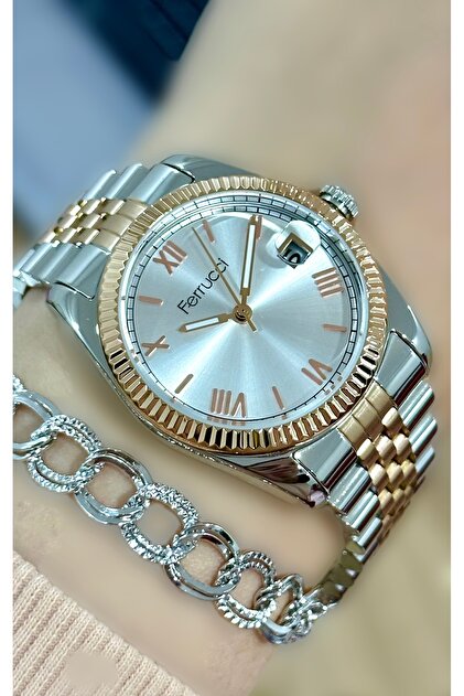 Rolex Kasa Çelik Kordon Kadın Kol Saati Bileklik Hediyeli