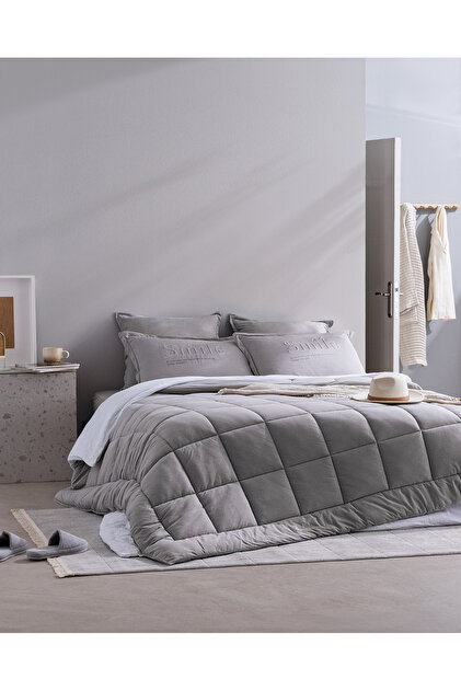 Madame Coco Cassis Cotton Tek Kişilik Comforter Set - Gri - Fiyatı
