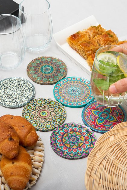 Set of 6 Decorative Metal Coasters - Top Göbeklitepe