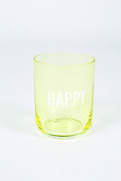 Motto Happy Slogan Glass Yellow 350 Cc