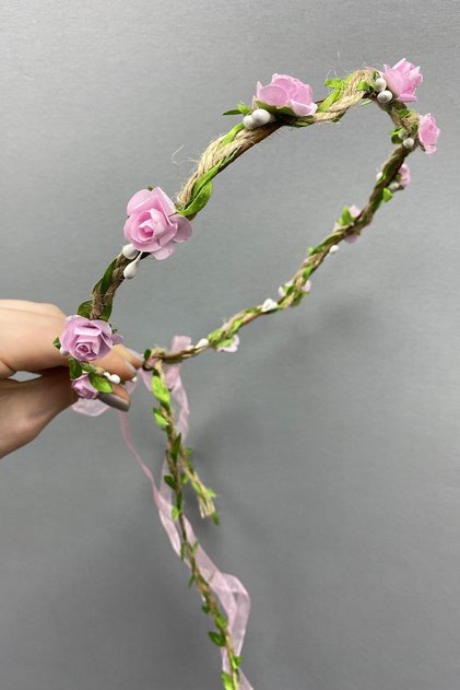 Pink Paper Bridesmaid Crown with Rose Leaves and Gift Children's Crown