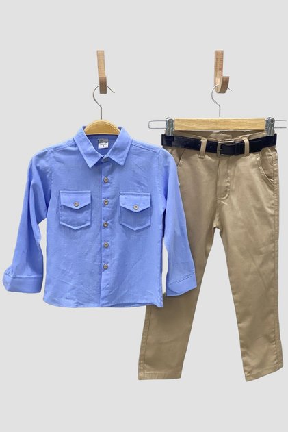 Mojo Boy's 2-8 Years Old Shirt Pants Set 6359 Blue