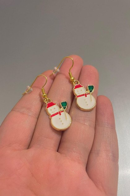 Women's New Year Snowman Figured Christmas Earrings