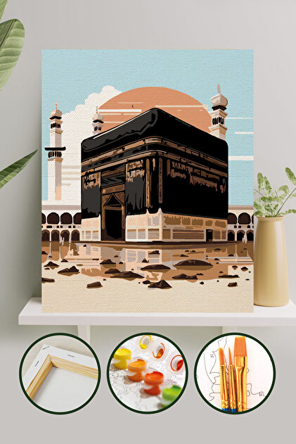 Sayılarla Boyama 40x50 Cm Tuval Seti Fırça Boya Dahil Çıtaya Gerili - Kabe