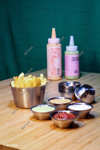 6 Pieces 18/10 Stainless Steel Coffee Side Dishes, Turkish Delight Bowls, Jam Bowls, Burger Side Sauce Bowls | Cafe, Restaurant | 6 cm