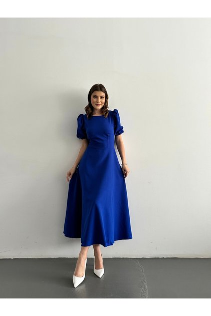 WATERMELON SLEEVE DETAIL MIDI SIZE DRESS