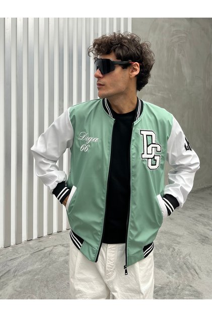 Men's Embroidered Oversized College Jacket