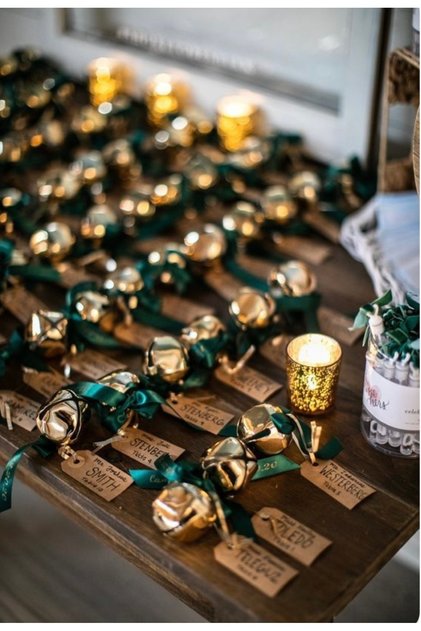 6-Piece Bell Ornament 2.5cm Bell Gold Christmas Pine Tree Ornament Tree Decoration Product 1 Meter Ribbon