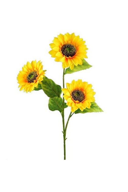 Yapay Çiçek Ayçiçeği Sarı Sunflower Dekoratif Çiçek 90cm Dev Ay Çiçeği 3 Kafalı