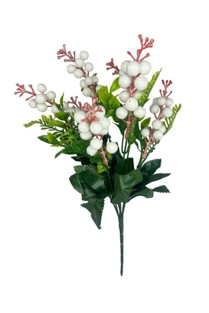Yapay Çiçek Kokina Demet Beyaz K51 Yılbaşı Çiçeği Christmas White Berry