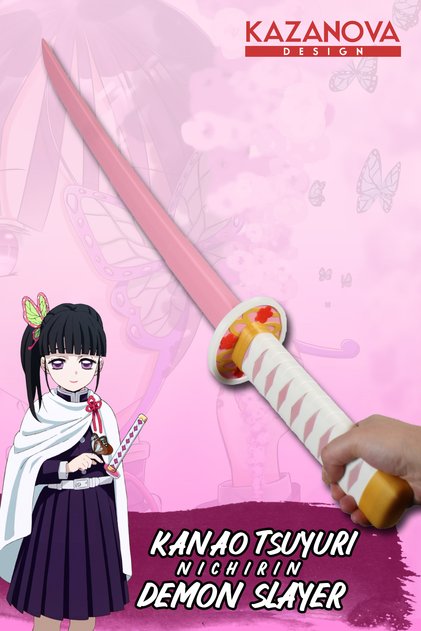 Kanao Tsuyuri Katlanabilir Katana Figür 98 cm Demon Slayer Anime Cosplay