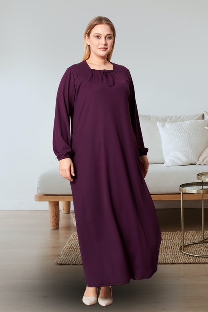 Ferace Women's Plus Size Square Neck Ribbed Dress- Trendyol