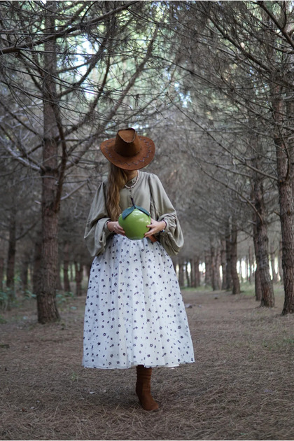 Light Khaki Balloon Sleeve Vintage Shirt
