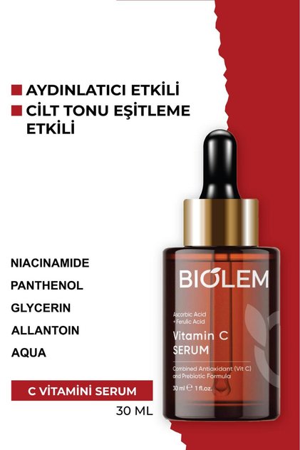 C Vitamin Aydınlatıcı Cilt Tonu Eşitleyici Cilt Bakım Serumu 30 ml