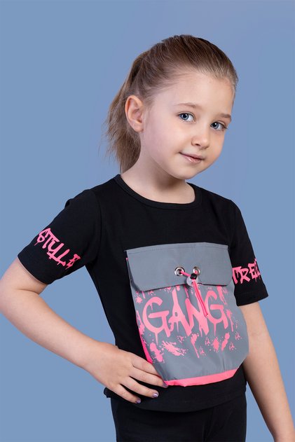 Girl's T-shirt with Reflective Pocket Detail