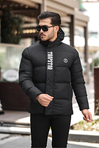 trapstar Men's down Jacket - Hoodie and Logo- Trendyol