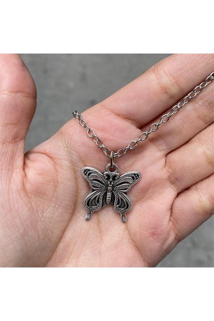 Embroidered Butterfly Necklace