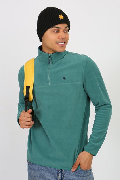 Regular Fit Men's Fleece – Zippered Collar, Non-Pilling, Winter