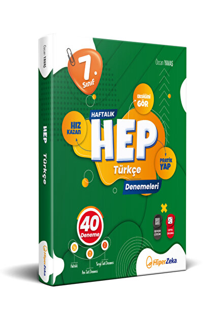 Hiper Zeka Süper Fiyat | 7. Sınıf | Haftalık HEP Türkçe 40 Deneme