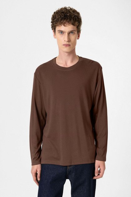 Kahve Relaxed Fit Basic Erkek T-Shirt