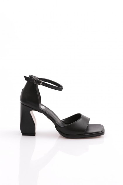 Pantofi cu toc cu curea la gleznă cu o singură curea de damă, piele neagră 2623332216122322