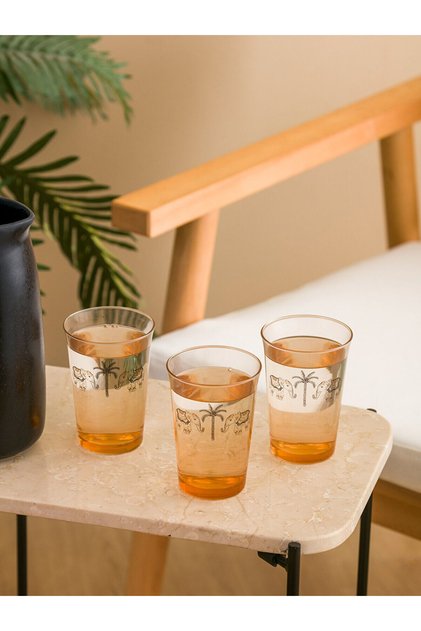 Elephant Printed Glass Cup Set of 3 315 ml