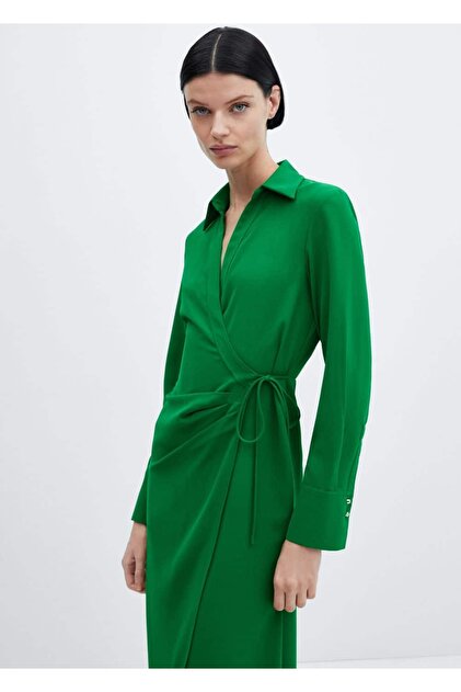 MANGO Shirt dress with wrapped cut- Trendyol MANGO Shirt dress with wrapped cut- Trendyol