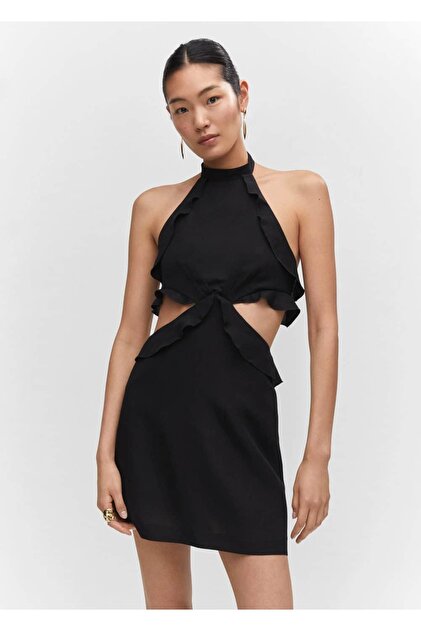 MANGO Linen Blended Cut-out Dress- Trendyol