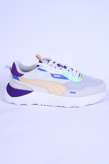 392324-11 Runtamed Platform Fileli Deri Detaylı Ortopedik Taban Bağcıklı Hafif Esnek Beyaz-mor