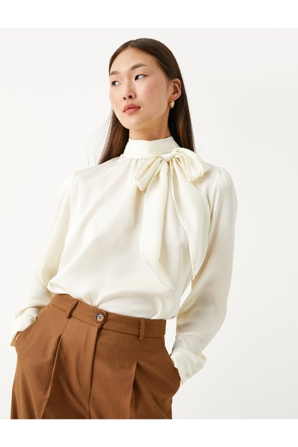 Bow Detailed Blouse High Collar
