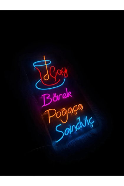 Çay Börek Poğaça Sandviç Neon Led Tabela Dekoratif Duvar Aydınlatması