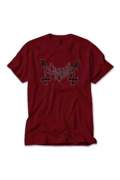 Mayhem Logo Text Red T-Shirt