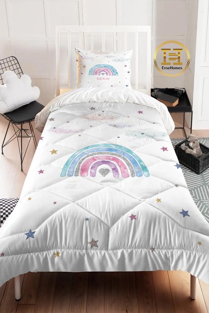 Colorful Clouds and Stars Duvet Set (Duvet - Pillow Cover)
