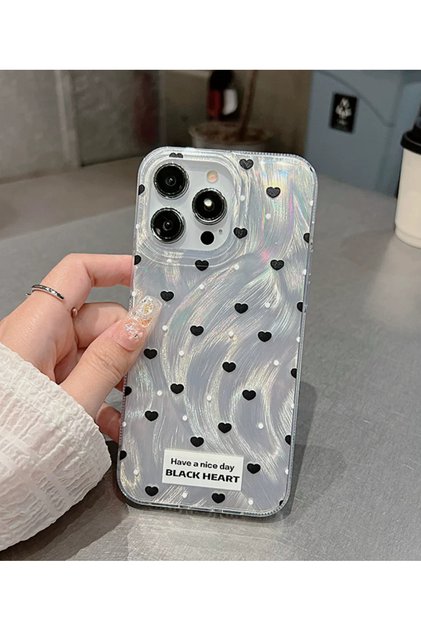 iPhone 16 Pro [2024] Compatible Silver Feather Patterned Soft Silicone Case with Hard Sides on the Back