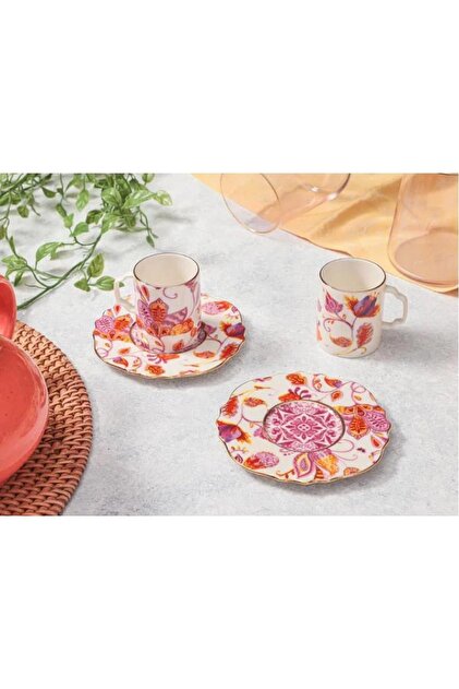 Porland Pinky Desen1 2 Kişilik Kahve Takımı 80cc 04alm008636