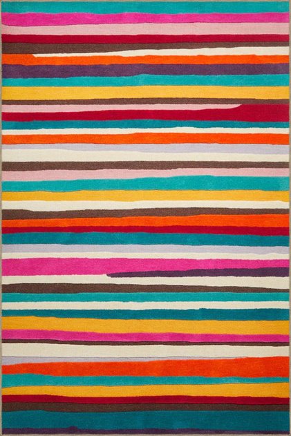 Multicolored Plain Thick Striped Colorful Patterned Decorative Carpet Miravip8164