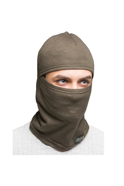 Color Khaki Outdoor Thermal Ghost Balaclava for Bikers, Skiers and Couriers, Beanie Inside Motor Helmet