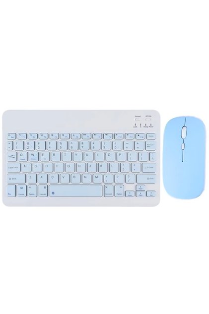 Tüm Cihazlara Uyumlu Kablosuz Bluetooth Klavye ve Mause Seti Mavi