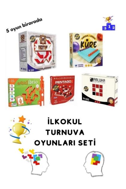 İlkokul Zeka Oyunları Turnuva Seti (YENİ) (abluka oyunu-küre oyunu-pentago-equilibrio-motif oyunu)
