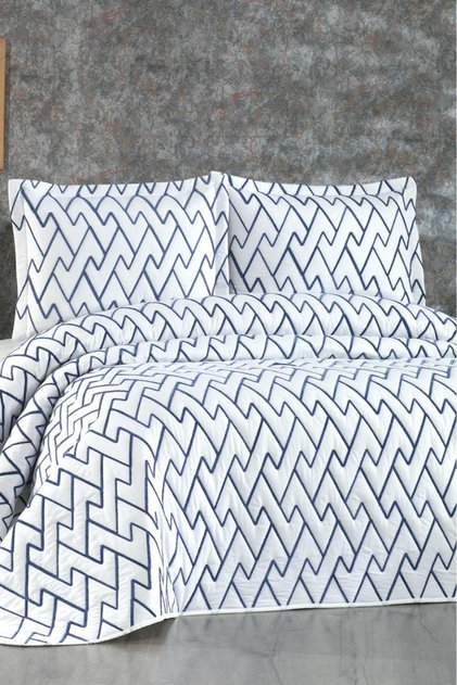 Maria Quilted Double Bedspread 230X240 Cream Blue